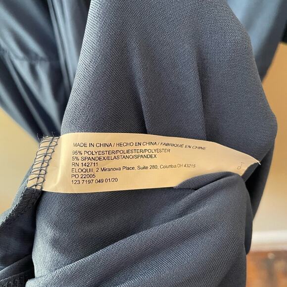 Eloquii Plus Size Slate Blue Tie Neck Midi Dress - Picture 4 of 6